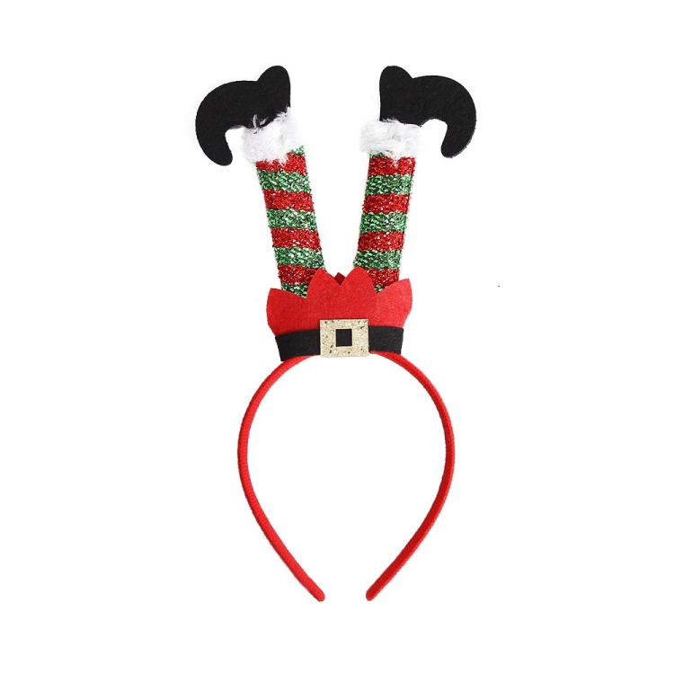 3D Cartoon Christmas Headband with Santa’s Legs Design for Christmas Parties