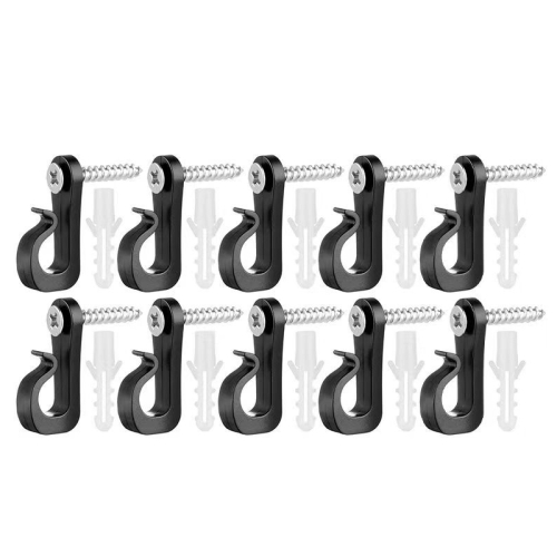 

10pcs /Box Holiday Lights Hanger Hooks With Phillips Screw For Wire And Led Light(Black)