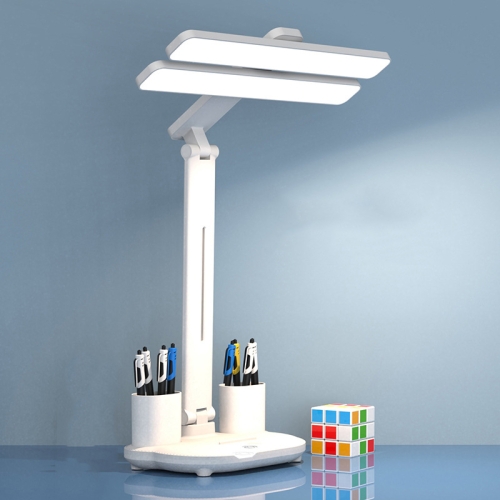 

Double Head Horizontal Desk Lamp 3 Light Color Reading Lamp, Spec: Plug-in Basic Model