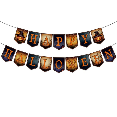 

Halloween Decoration Wall Stickers Hanging Pendant Party Horror Banner Decoration, Style: Alphabet Pull Flags