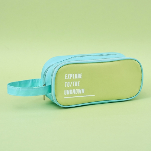 

Portable Large Capacity Pencil Bag Double Layer Zipper Student Stationery Storage Bag(Green)