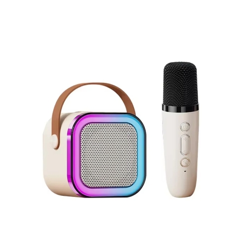 

Outdoor Home Portable Wireless Karaoke Sound Cell Phone Integrated Microphone Smart Speaker, Style: With Single Mic White