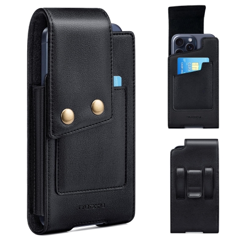 

NUOKU 5.5-6.5 Inch Belt Phone Case Bag Leather Vertical Carrying Phone Pouches(Black)