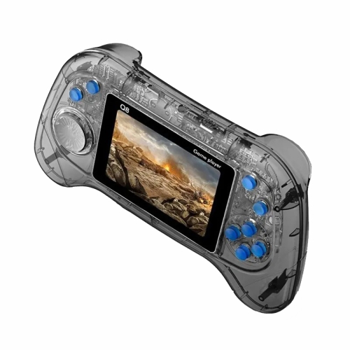 Q8 Handheld Game Console 3.0 Inch Screen Support TV Connection Built In 800 Games Singles Transparent Gray