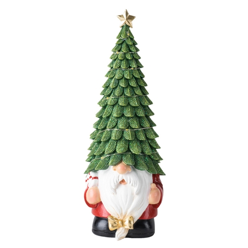 Glowing Christmas Tree Dwarf Ornament Home Christmas Resin Holiday Scene Decoration(Green)