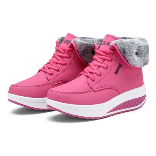 

Autumn Winter Warm Ankle Boots Women Plush Cotton Shoes Shake Sneakers, Size: 35(Red)