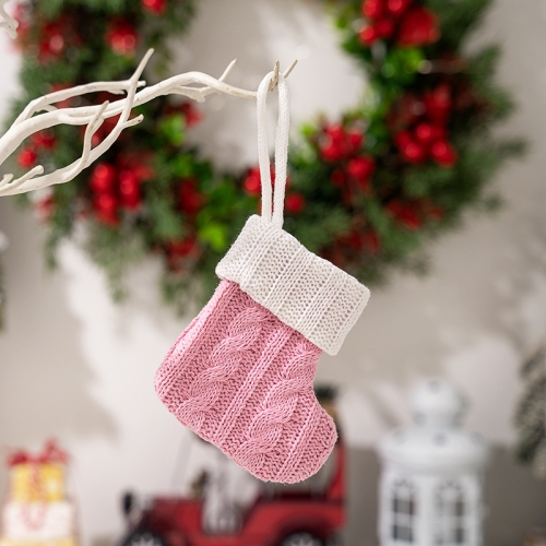 Mini Knitted Christmas Gift Socks Holiday Decorations(Pink)