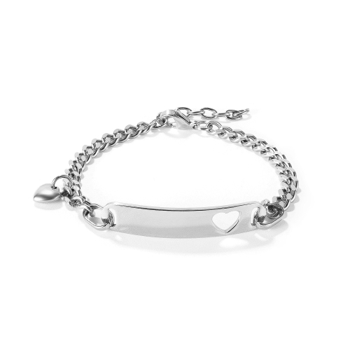 

OPK 1151 Stainless Steel Smooth Skeleton Heart Bracelet, Color: Steel Color