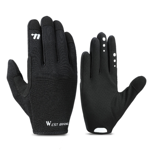 WEST BIKING Cycling Anti-slip Breathable Touch Screen Gloves, Size: M(Black)