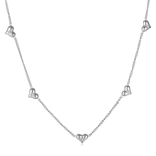 

OPK GX2373 Little Sun Zirconia Stainless Steel Peach Heart Necklace, Color: Steel Color