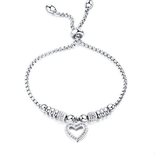 

OPK 1022 Titanium Steel Heart Zirconia Bracelet, Color: Steel Color