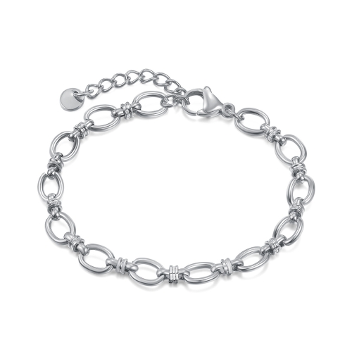 

OPK 1384 Stainless Steel Plain Chain Jewelry Simple Splicing Bracelet, Color: Steel Color