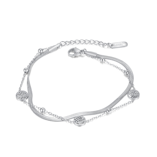 

OPK 1305 Vintage Snake Bone Chain Bracelet Stainless Steel Double Layer Bracelet, Color: Steel Color