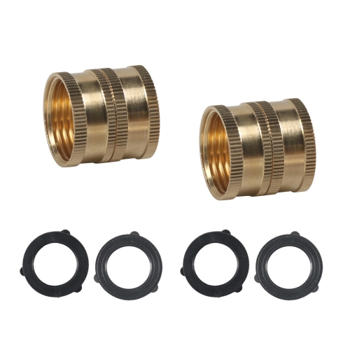 

3/4GHT Brass Internal External Thread American Adapter Garden Hose Connector, 规格型号: 2pcs /Pack Female Two-way Swivels