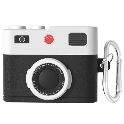 

For AirPods 4 Earphone Silicone Retro Camera Design Cover Protective Case(Black)