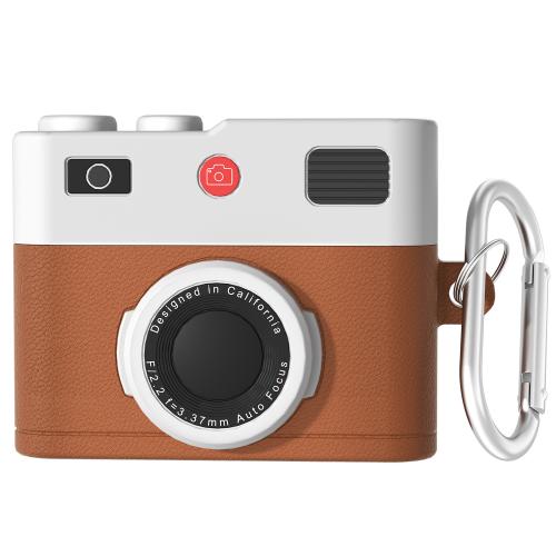 

For AirOods 3 Earphone Silicone Retro Camera Design Cover Protective Case(Brown)