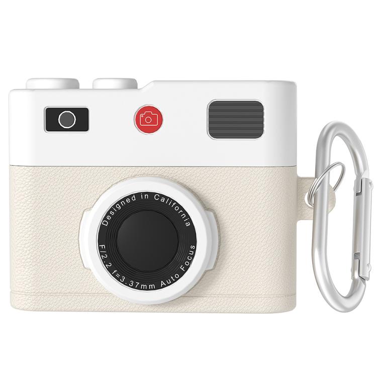 

For AirOods 3 Earphone Silicone Retro Camera Design Cover Protective Case(Beige)
