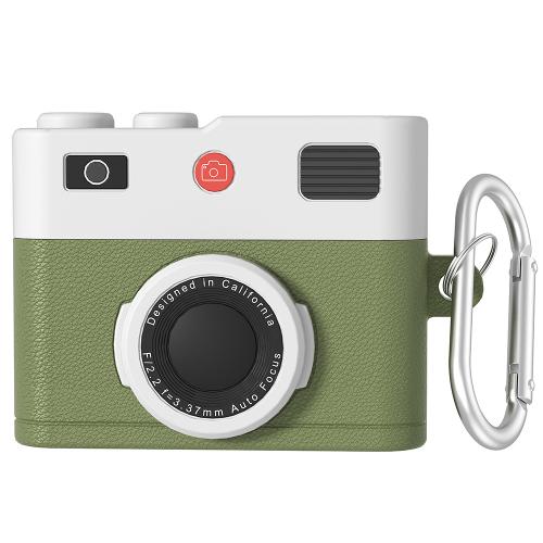 

For AirPods Pro / Pro 2 Earphone Silicone Retro Camera Design Cover Protective Case(Green)