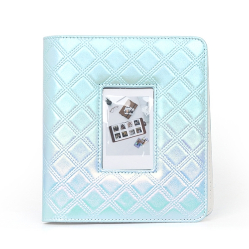 

3 inch 288pcs Hollowed Embroidery Line Square Album Celebrity Small Card Photo Large Capacity Card Album(Light Blue)