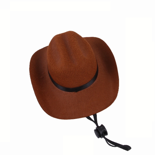 Adjustable Pet Cowboy Hat Dog Cosplay Cap Holiday Costume Party Decoration, Size: S(Brown)