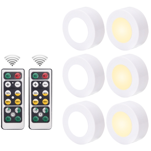 

Remote Control Induction Night Light Bedroom Wardrobe LED Push-Button Light(2 Remote Controls + 3 White + 3 Warm)