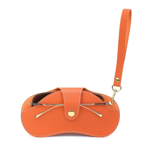 

Portable Anti-Scratch And Wear-Resistant PU Leather Eyeglasses Bag Sunglasses Storage Case, Style: Handle Model Orange