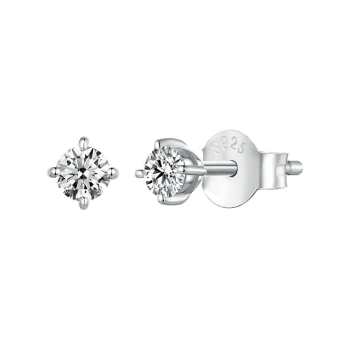 

MSE038 S925 Sterling Silver Moissanite Earrings, Color: 0.1ct Silver