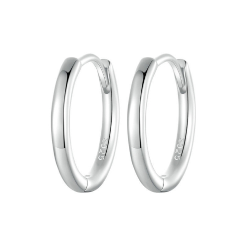 SCE1772 S925 Sterling Silver Platinum-plated Hoop Earrings, Size: S