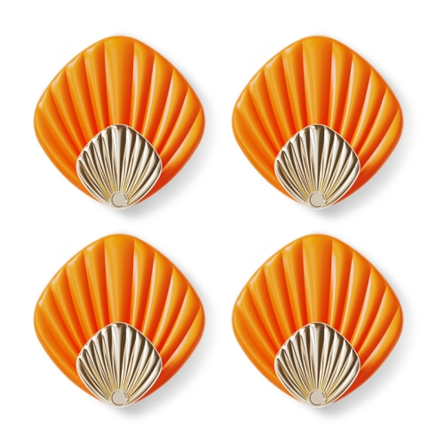 

4pcs / Set Household No-Punch Seashell Hooks Bathroom Kitchen Sticky Hooks(Orange)