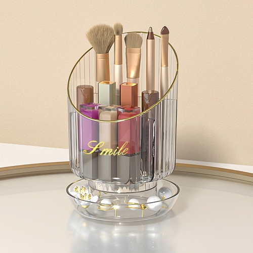 

Large Capacity Rotating Makeup Brush Holder Cosmetic Organizer Lipstick Eyebrow Pencil Holder(Transparent)