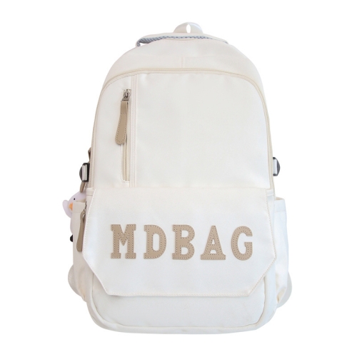 

Students Large Capacity Sturdy Backpack Wear-resistant Waterproof Travel Lightweight Computer Rucksack(White)