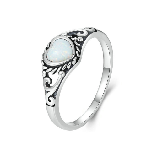 

S925 Sterling Silver Opal Pattern Love Ring(No.6)