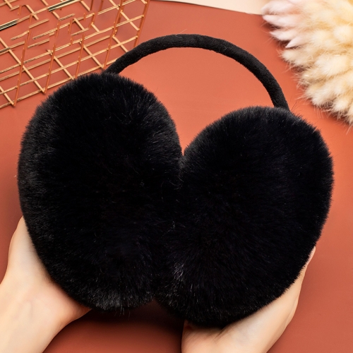 

Winter Women Cute Earmuffs Soft Fluffy Warm Earmuffs Adult Children Students Ear Warmer, Size: 14cm Small(Black)