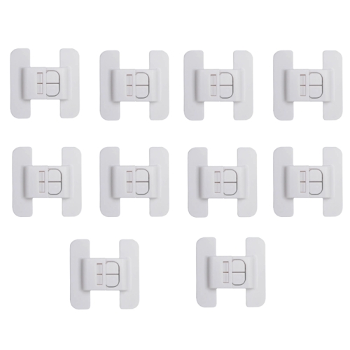 

10pcs Refrigerator Door Anti-opening Snap Kids Anti-opening Drawer Fixed Buckle Self-adhesive Double Buckle Safety Lock(White)