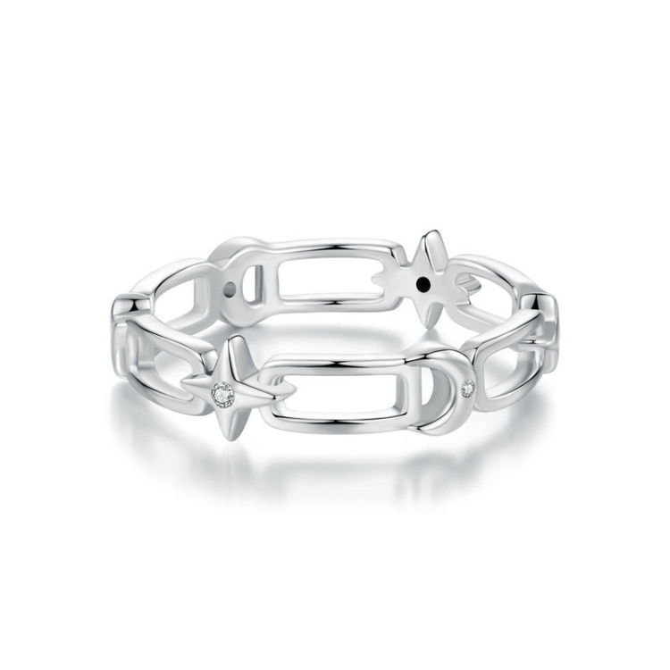 

S925 Sterling Silver Star Moon Ring(No. 6)