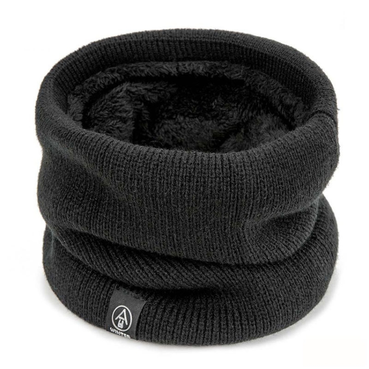 

Men Women Outdoor Winter Knitted Scarf Windproof Cycling Plus Velvet Warm Neck Scarfs(Black)