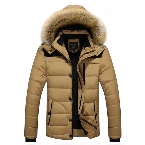 

Winter Men Thick Slim Down Jackets Coats, Size: L(Khaki)