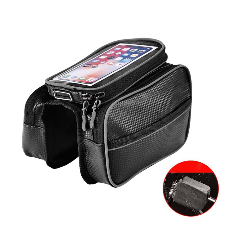 

Bicycle Front Frame Bag Large Capacity Waterproof Phone Touch Screen Bag MTB Outdoor Cycling Equipment(Black)