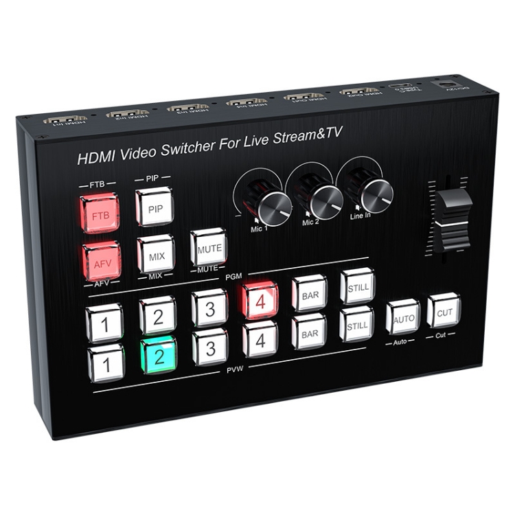 

4 In 2 Out HDMI Guide Switchboard Type-C USB 3.0 Capture Port OSD Display Game Switcher US Plug(Black)
