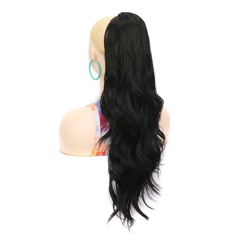 Mesh Drawstring Long Wavy Curly Ladies Ponytail Wig, Color: 1B#