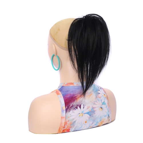 Ladies Short Chemical Fiber Fountain Claw Clip High Ponytail Wig, Color: 1B#