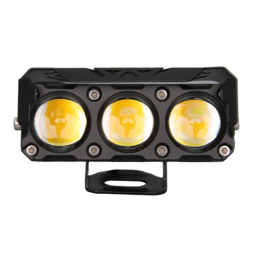 

35W Motorcycle Spotlight Dual Color LED Headlight Triple Eye Waterproof Headlight, Model: Flashing-(2 Wires)