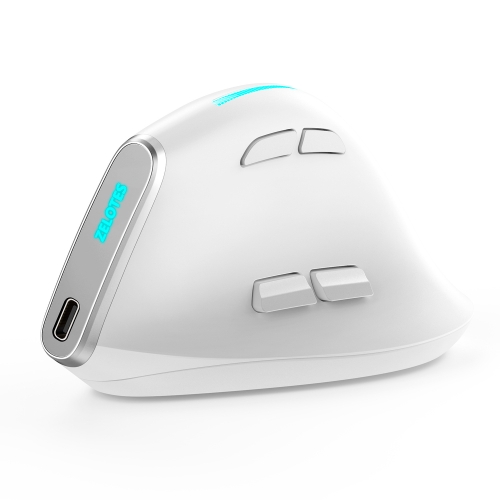 ZELOTES F36 9-Keys Vertical Grip Ergonomic Programming Dual Bluetooth + 2.4G Wireless Mouse(White)