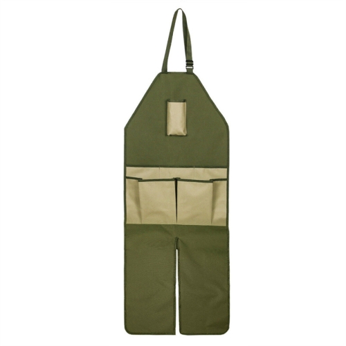 

Gardening Pruning Multi-Pocket Oxford Cloth Color-blocking Extended Leg Apron(Green + Khaki)