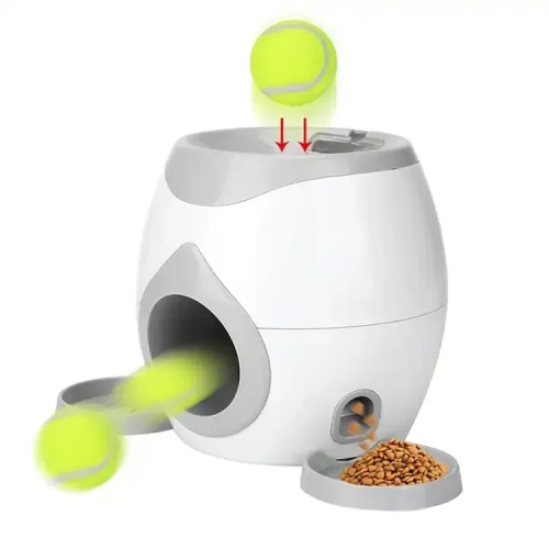 

Dog Food Reward Machine Pet Training Intelligent Automatic Food Leaker with Two Balls(Gray)