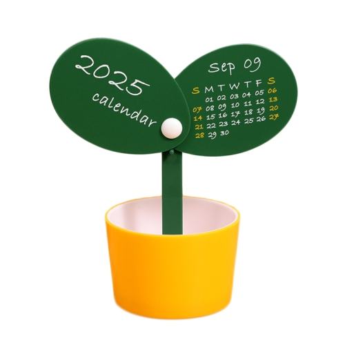 2025 Year Desktop Calendar Cute DIY Desktop Ornament Simple Pen Holder Calendar(Yellow)