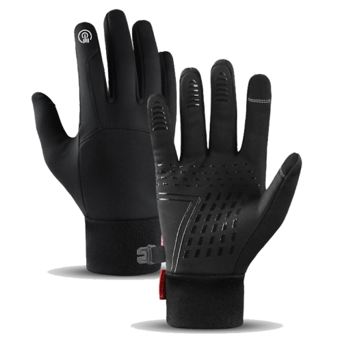 Kyncilor Waterproof Cycling Warm Gloves Two-finger Touch Screen Ultra-soft Velvet Outdoor Gloves, Size: M(Black)