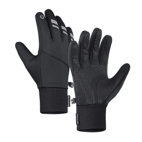 Kyncilor Velvet Warm Cycling Gloves Reflective Touch Screen Ski Water-repellent Elastic Gloves, Size: S(Black)