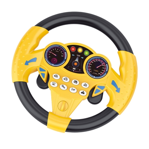 Children Car Copilot Steering Wheel Toy Simulation 360 Rotating Steering Wheel Racing Car Driving Vocal Toy(Yellow)