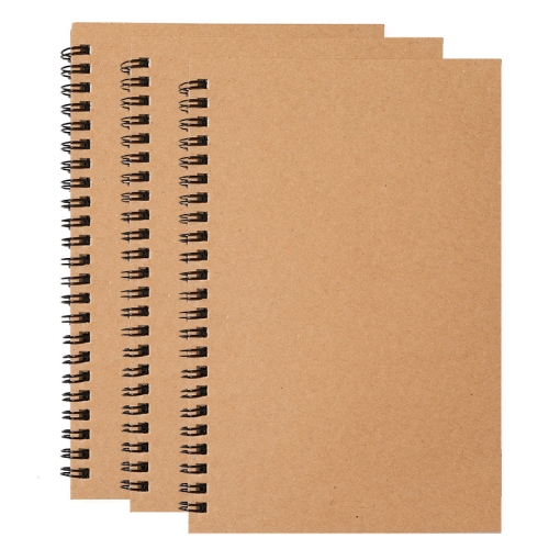 

3pcs Thickened Kraft Paper Coil Notebook Student Diary Workbook, Spec: A5